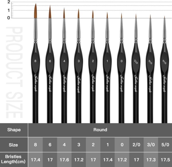10pcs Detail Paint Brush Set - Miniature Brushes for Fine Art & Models
