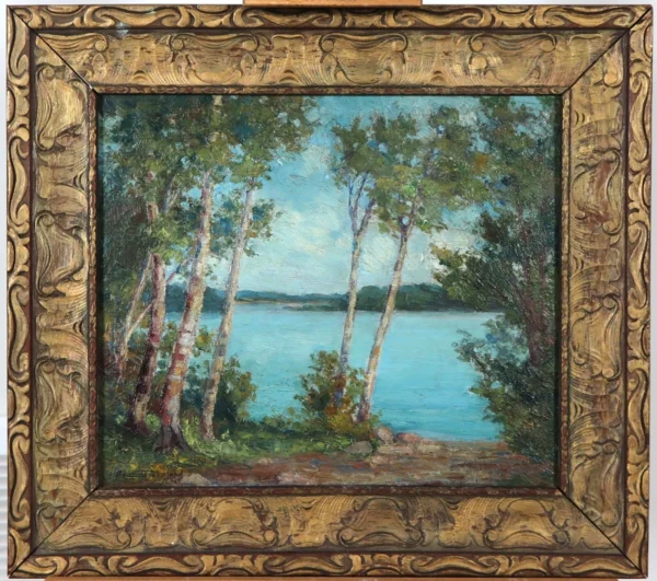 Vintage c.1910's Canadian School Oil on Board Ada Greenland Orillia Lake Simcoe