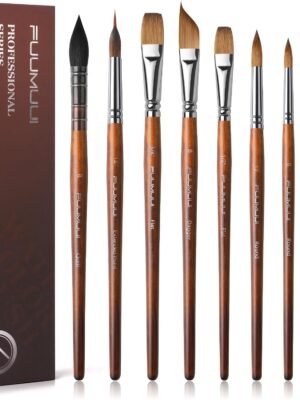 Fuumuui Professional Watercolor Brush Set - Mixed Hair Types for Ultimate Control & Versatility